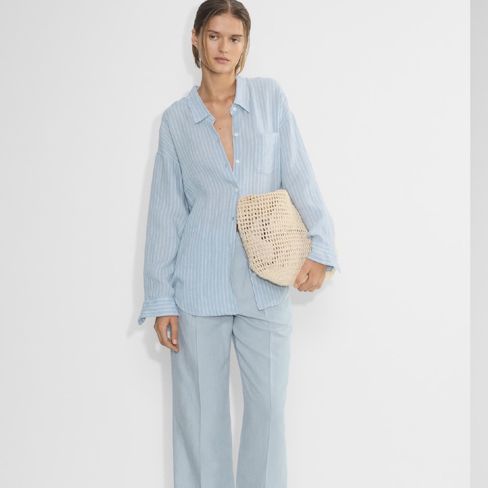 Aritzia Wilfred Relaxed Linen Striped Shirt